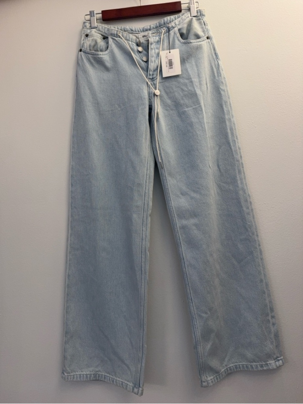 Still Here “Cool” Jean Vintage Blue Low Rise Drawstring Size 23 NWT Retail $325